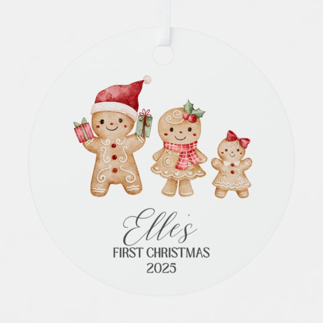 Elle Personalized Baby's First Christmas Ornament Aus Metall (Vorderseite)