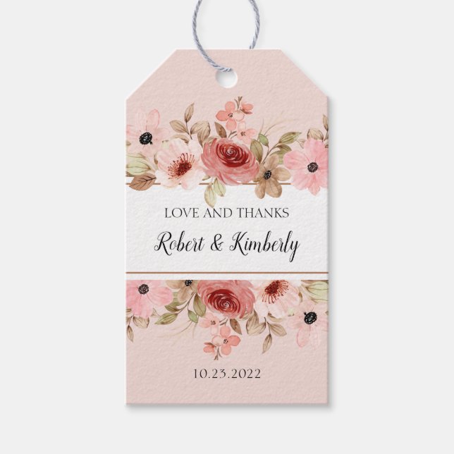 ELLE Pink Blume Elegante Hochzeit Geschenkanhänger (Vorderseite)