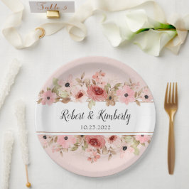 ELLE Pink Blume Elegante Hochzeit Pappteller