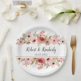 ELLE Pink Blume Elegante Hochzeit Pappteller