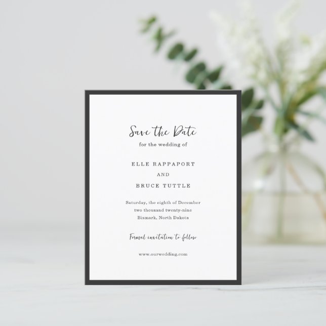 Elle Simple Modern Wedding rettet das Datum (Stehend Vorderseite)