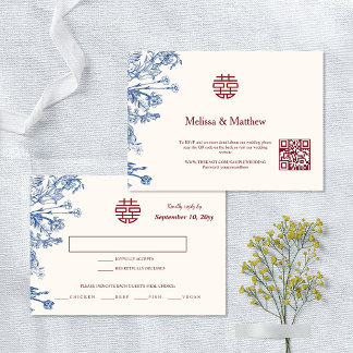 Ellegante Blumen-Chinesische Hochzeits-RSVP-Karte Save The Date