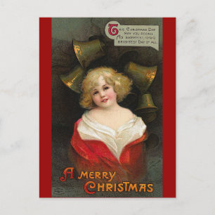 Ellen H. Clapsaddle - Christmas Girl with Bells Feiertagspostkarte