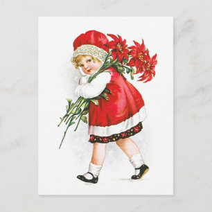 Ellen H. Clapsaddle: Girl with Christmas Flowers Feiertagspostkarte