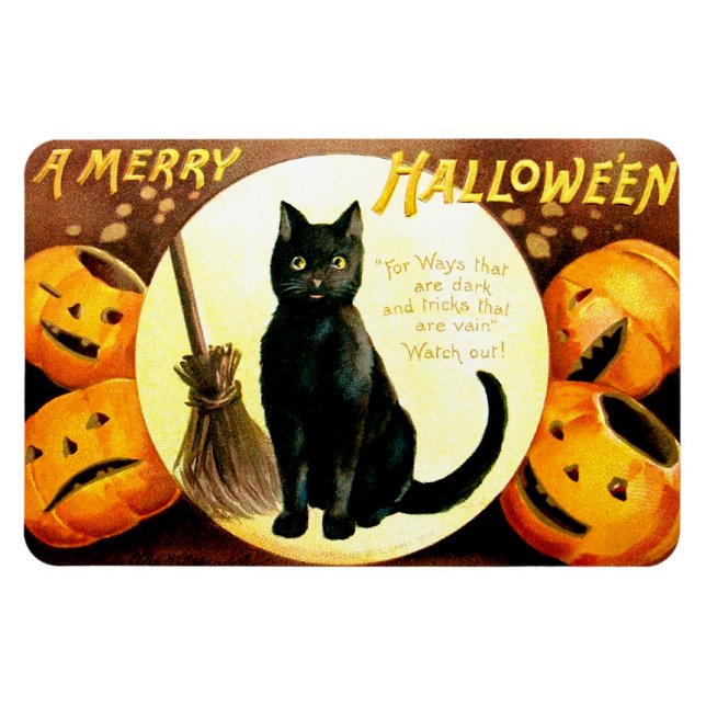 Ellen H. Clapsaddle: Halloween-Katze Magnet (Horizontal)