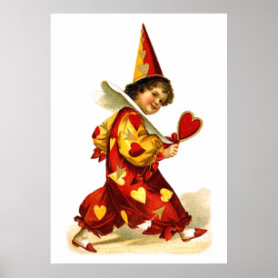 Ellen H. Clapsaddle: Harlekin mit Herzen Poster