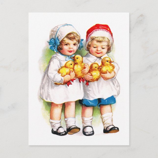 Ellen H. Clapsaddle: Kinder mit Ducklings Postkarte (Vorderseite)