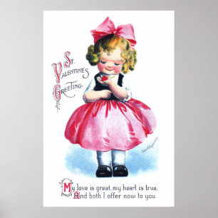 Ellen H. Clapsaddle: Mädchen mit Herzen Poster