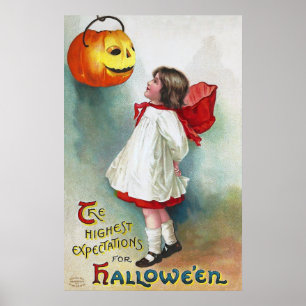 Ellen H. Clapsaddle: Mädchen mit Jack O'Lantern Poster