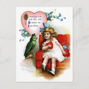 Ellen H. Clapsaddle: Valentine Girl with Parrot Feiertagspostkarte
