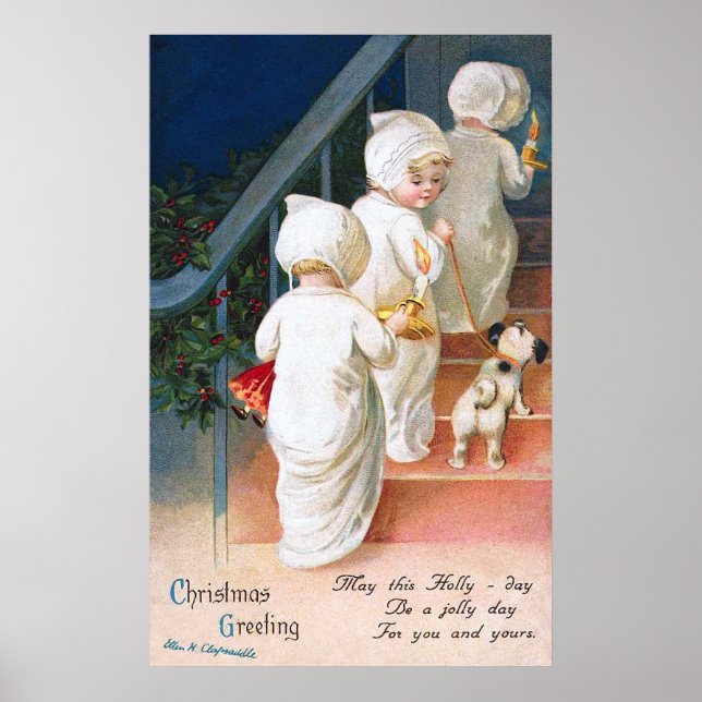 Ellen H. Clapsaddle: Weihnachts-Kleinkind-Mädchen Poster (Vorne)