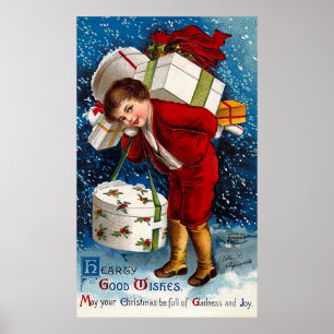 Ellen H. Clapsaddle - Weihnachtseinkaufsjunge Poster