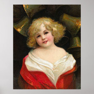 Ellen H. Clapsaddle - Weihnachtsmädchen mit Bell Poster