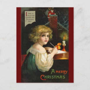 Ellen H. Clapsaddle - Writing Christmas Girl Feiertagspostkarte