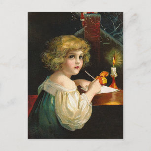 Ellen H. Clapsaddle - Writing Christmas Girl Feiertagspostkarte
