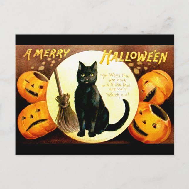 Ellen H. Sattel: Halloween Cat Postkarte (Vorderseite)