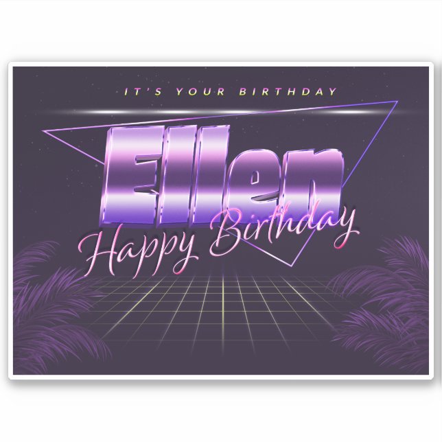 Ellen Name Vorname lila retro Sticker Geburtstag (Vorderseite)