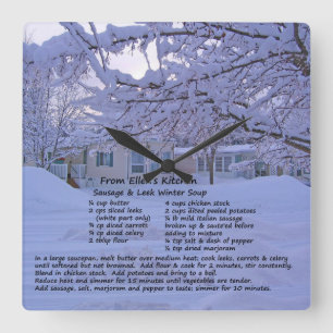 Ellen's Kitchen Recipe Wall Clock Quadratische Wanduhr