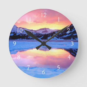 Ellery Lake bei Sunset Runde Wanduhr