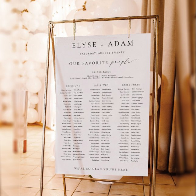 Ellesmere 3 Banquet Table Seekartenzeichen Poster (Ellesmere 3 Banquet Table Favourite People Seating Chart )