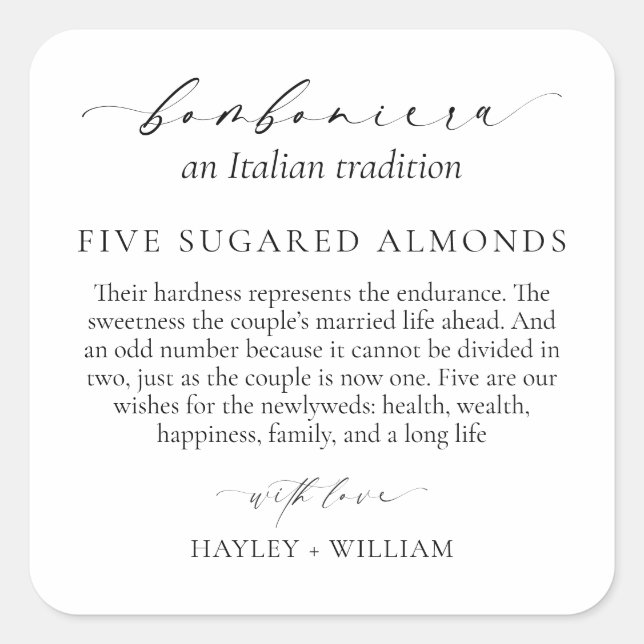 Ellesmere Eine italienische Tradition 5 Sugared Ma Quadratischer Aufkleber (Vorderseite)