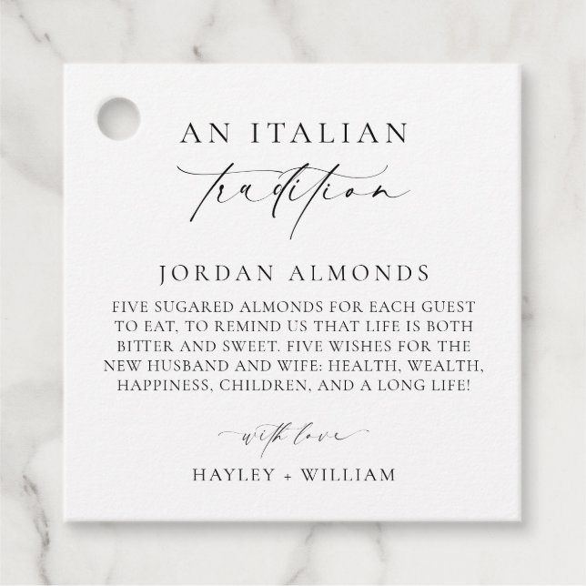 Ellesmere Eine italienische Tradition Sugared Mand Geschenkanhänger (Vorderseite)