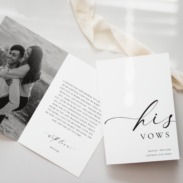 Ellesmere Foto Seine Vows Wedding Card Karte (His Vows Book Ellesmere Minimalist )