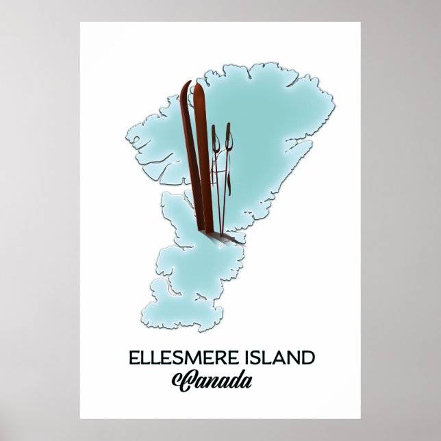 Ellesmere Insel Kanada Kartenposter Poster (Vorne)