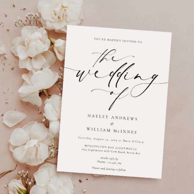 Ellesmere Minimalistisch Wedding and Details Einladung (Wedding Invitation Ellesemere )