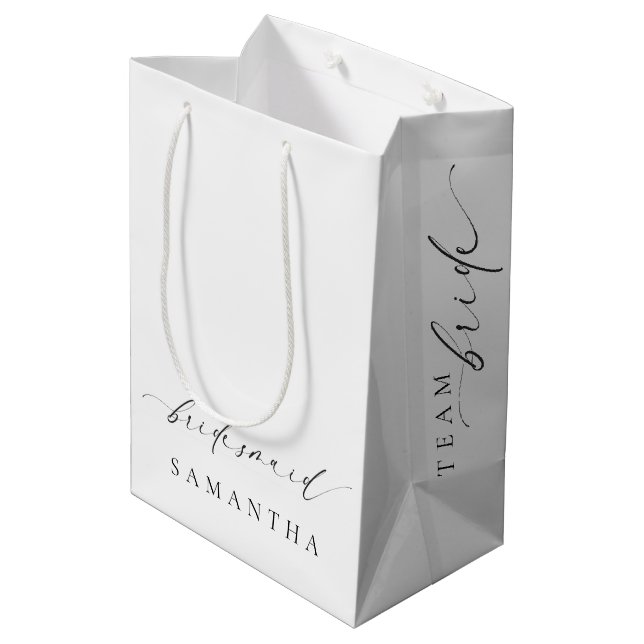Ellesmere Minimalistisch Wedding Bridesmaid Mittlere Geschenktüte (Rückseite Schrägansicht)