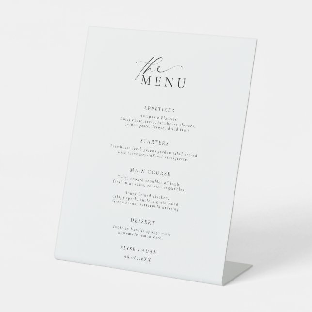 Ellesmere Minimalistisch Wedding Menu Sockelschild (Vorderseite)