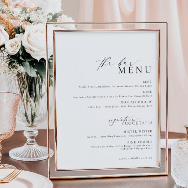 Ellesmere Modern Minimal Das Bar Menu-Zeichen Poster (Von Creator hochgeladen)