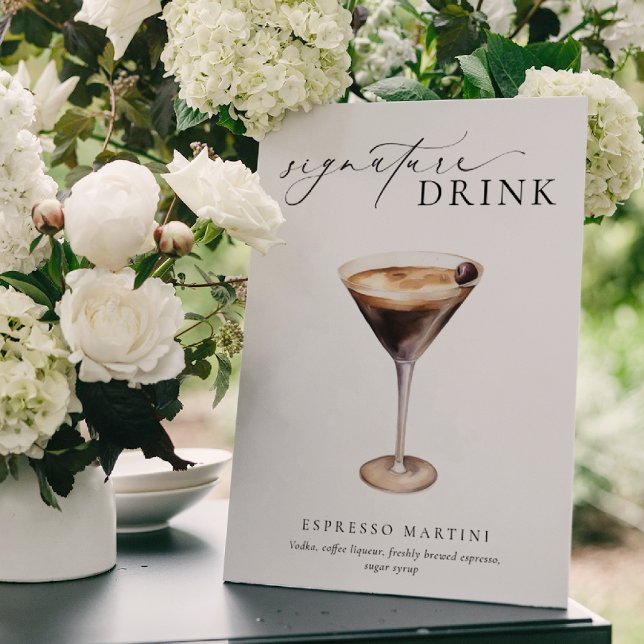 Ellesmere Modernes Minimal Signature Drink Zeichen Poster (Signature Drinks Sign Ellesmere White)