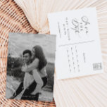 Ellesmere Modernes Minimalistisches Foto Save the  Postkarte<br><div class="desc">Die Ellesmere Wedding speichert die Dattelkarte mit einem modernen,  minimalistischen Design und einem handgeschriebenen Script-Schriftart auf weißem Hintergrund. Die Skriptüberschriften sind ein Bild,  das nicht bearbeitet werden kann. Der andere Text ist vollständig editierbar. Für eine erweiterte Anpassung dieses Designs,  wählen Sie einfach die Schaltfläche "Anpassen" oben.</div>