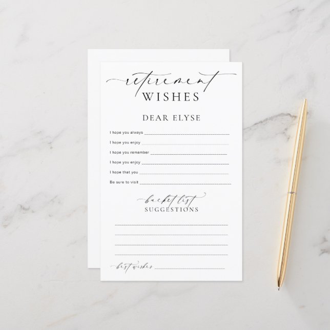 Ellesmere Retirement wünscht (Vorderseite/Rückseite Beispiel)