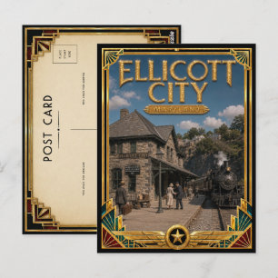 Ellicott City Maryland Vintage Art Deco Goldene Är Postkarte