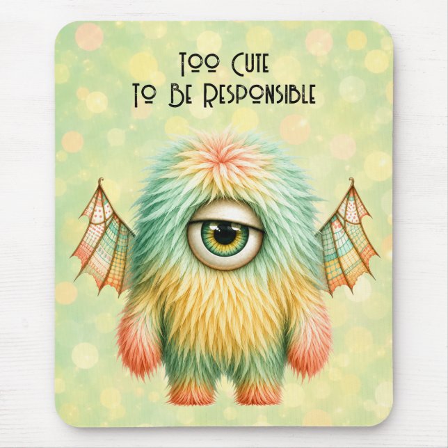 Ellie – Das großäugige skeptische Monster Mousepad (Vorne)