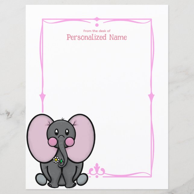 Ellie Phant Pink, unausgeliniertes Papier (Vorderseite)