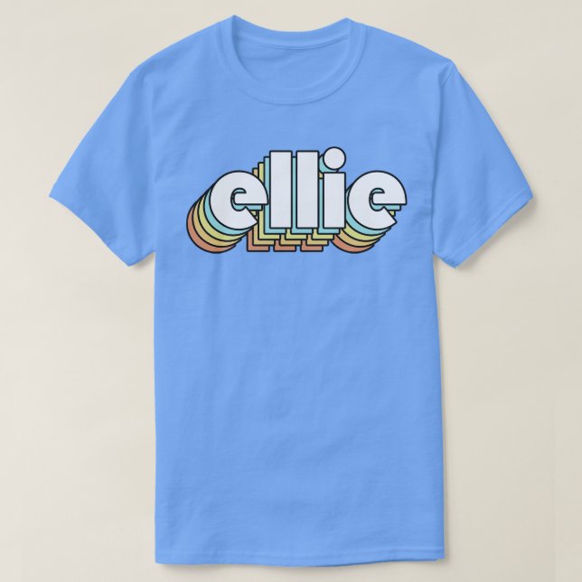 Ellie Retro Rainbow Typografie Faded Style T-Shirt (Design vorne)