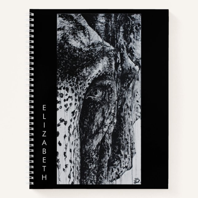 Ellie the Elephant Unique Wild Animal Portrait Art Notizbuch (Vorderseite)