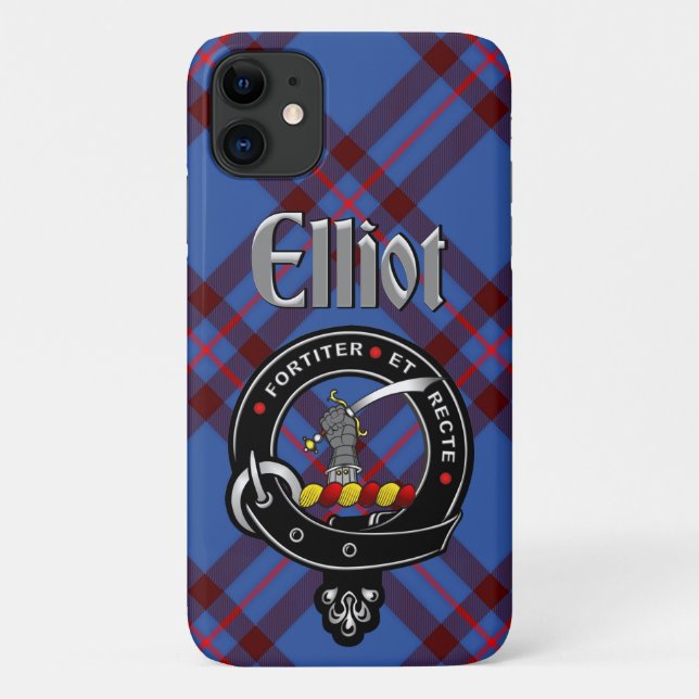 Elliot Clan Abzeichen & Tartan Phone Case (Rückseite)