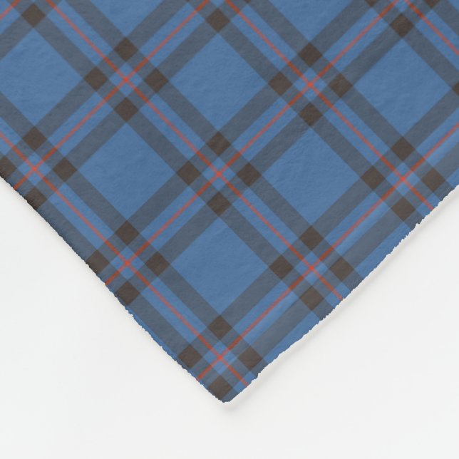 Elliot Clan Blue und Brown Tartan Fleecedecke (Ecke)