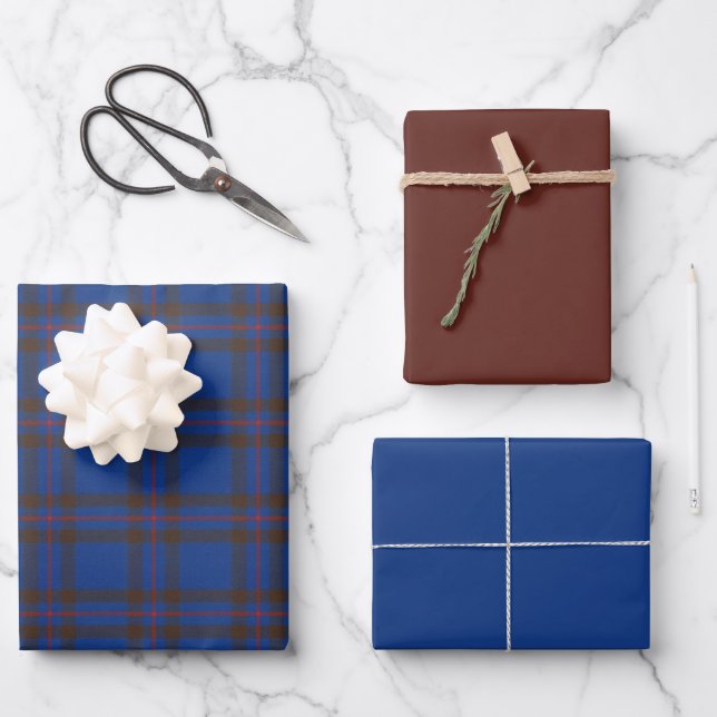 Elliot Modern Original Scottish Tartan Geschenkpapier Set (Vorderseite)