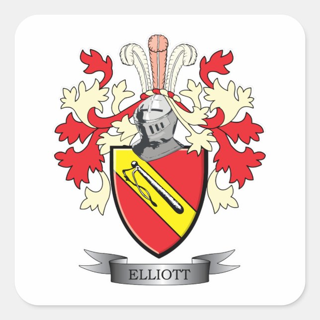 Elliott-Familienwappen-Wappen Quadratischer Aufkleber (Vorderseite)