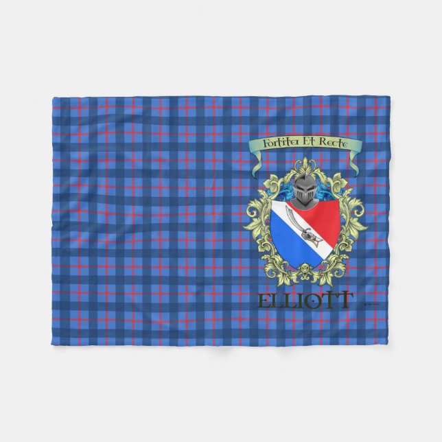 Elliott Wappen und Tartan 3 Fleecedecke (Vorderseite (Horizontal))