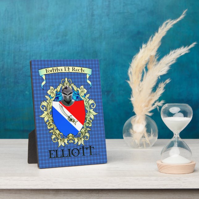 Elliott Wappen und Tartan Fotoplatte (Seite)