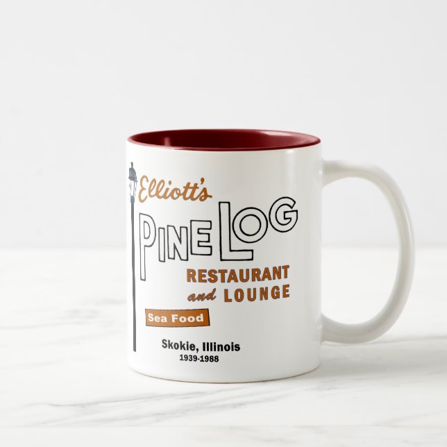 Elliott's Pine Log Restaurant, Skokie, IL. 1939-88 Zweifarbige Tasse (Rechts)