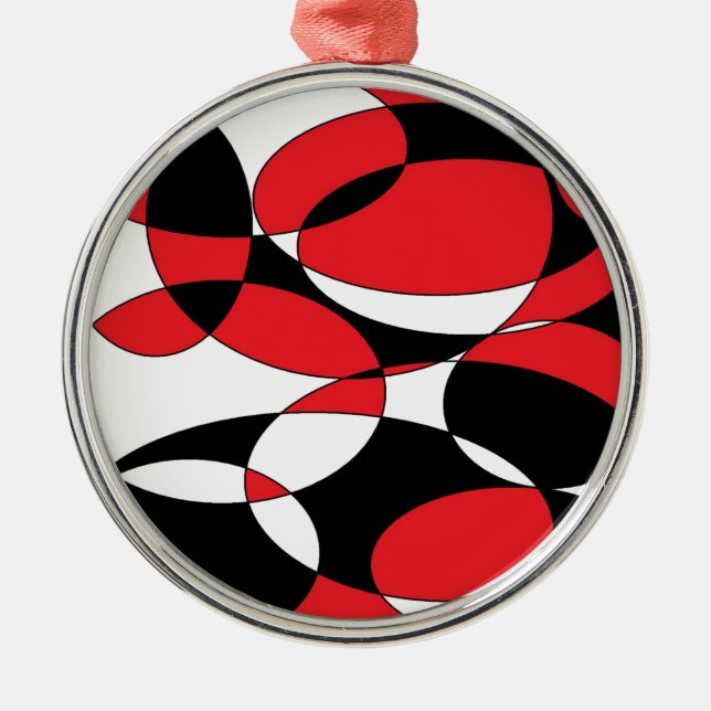 Elliptische Elliptika, Schwarzweiß und Rot Ornament Aus Metall (Vorne)
