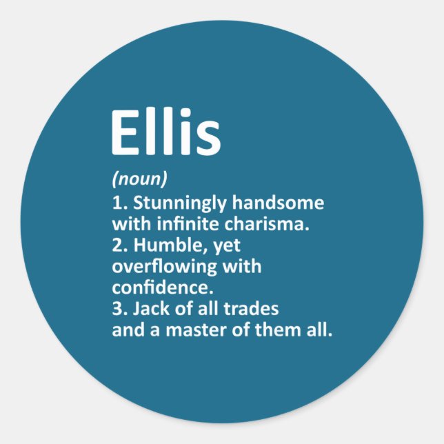 Ellis Definition D Name Funny Birthday  Runder Aufkleber (Vorderseite)