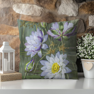 Ellis Rowan Blue White Water Lily Vintage Blume Kissen